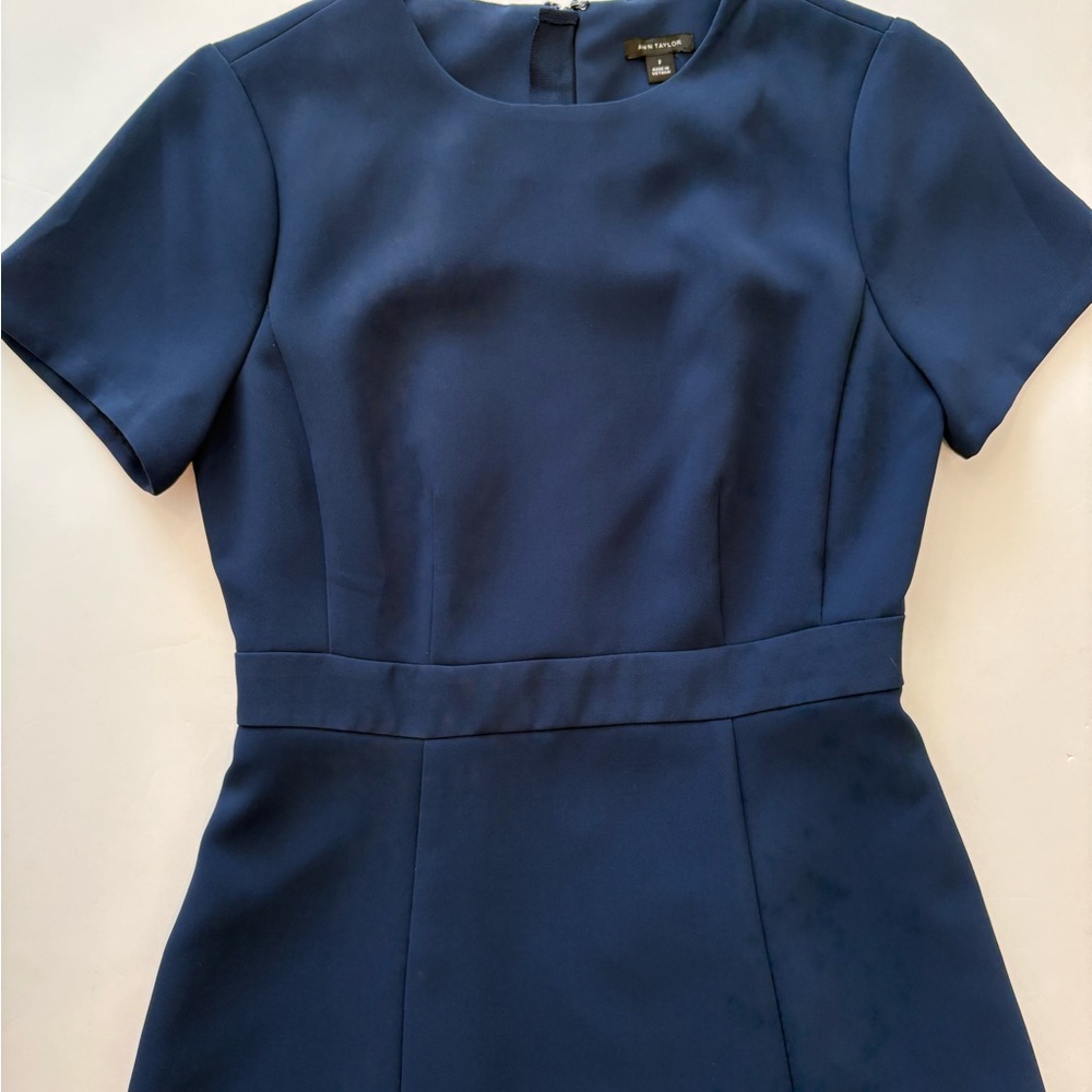 Ann Taylor Classic Flare Dress Navy Blue Size 2 - Picture 3 of 7